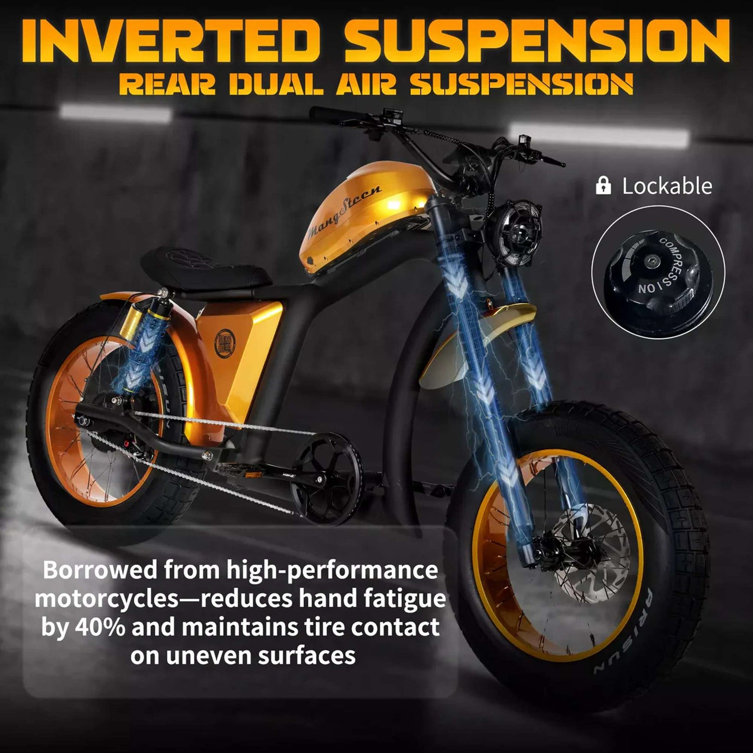 Fat Tire Adult E-Bike Mangosteen FT02–Aluminum Frame, CE EU Approved 15