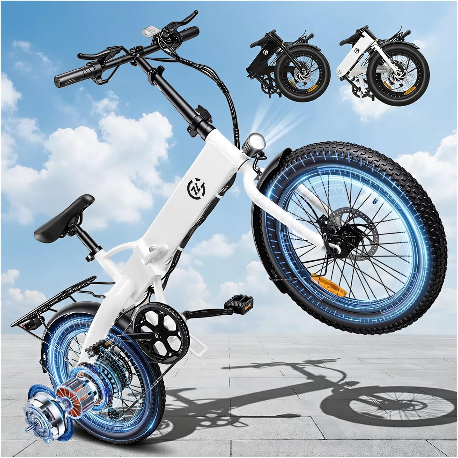 Foldable Electric Bike for Adults 48V 25MPH 20" x 3.0" Fat Tire US 13