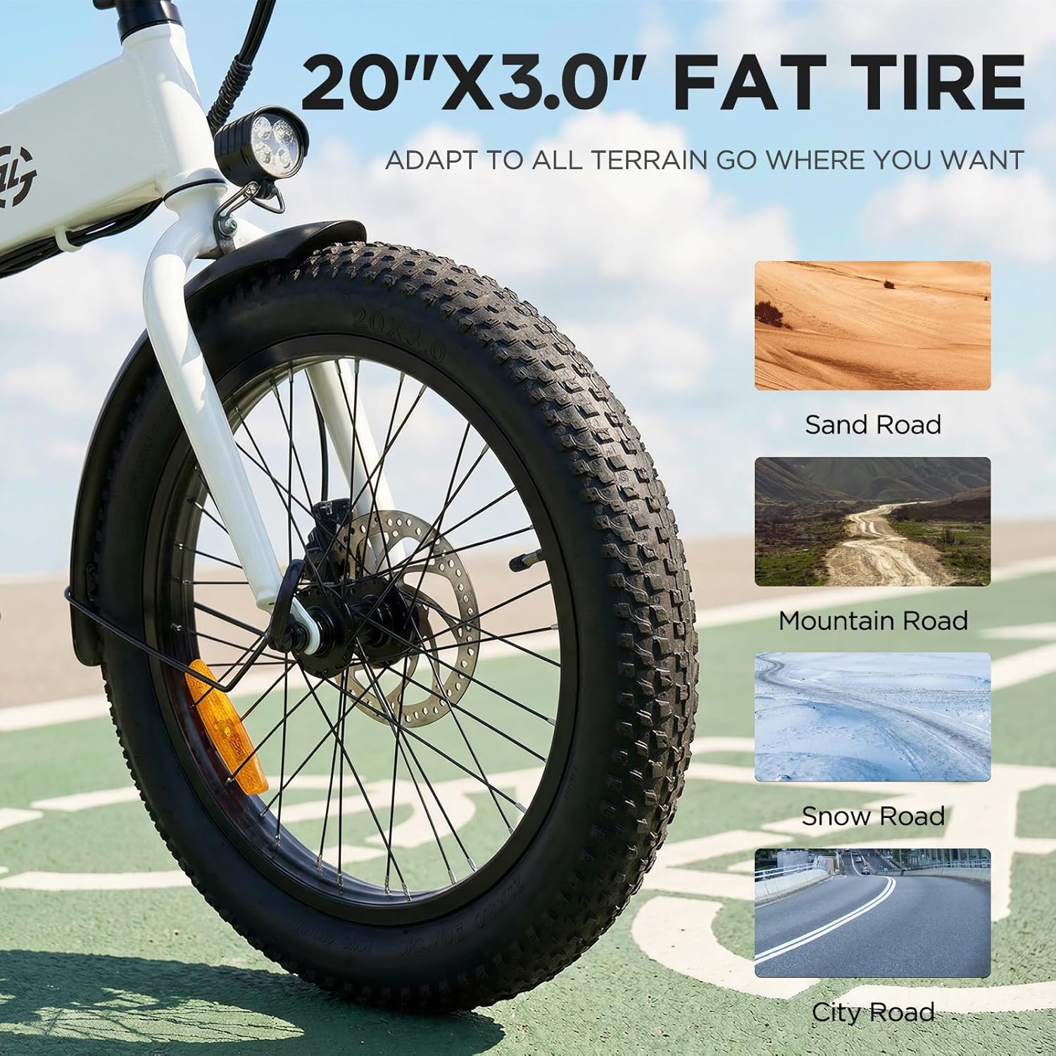 Foldable Electric Bike for Adults 48V 25MPH 20" x 3.0" Fat Tire US 15