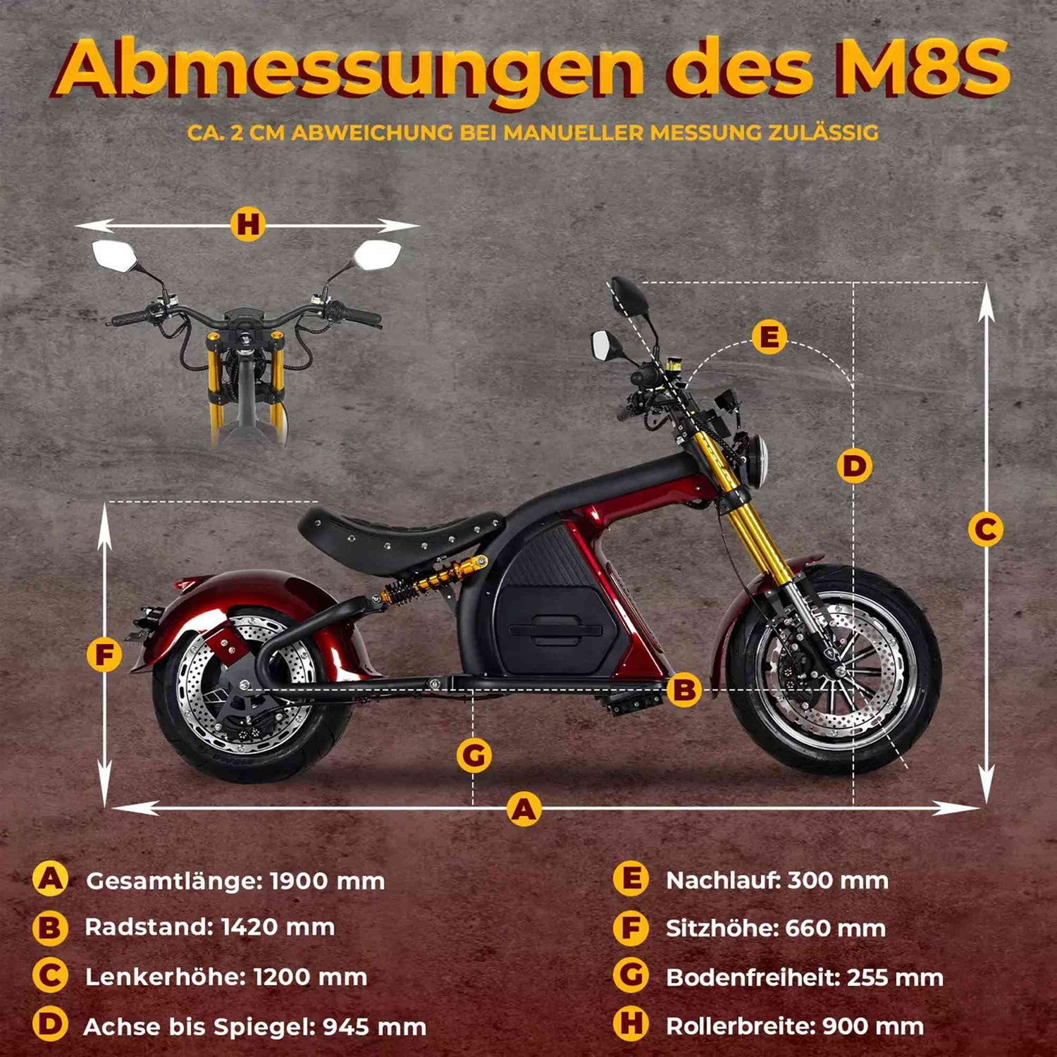 Mangosteen M8S Elektro Roller Chopper 4000w 80km/h EEC COC EU for Sale 19