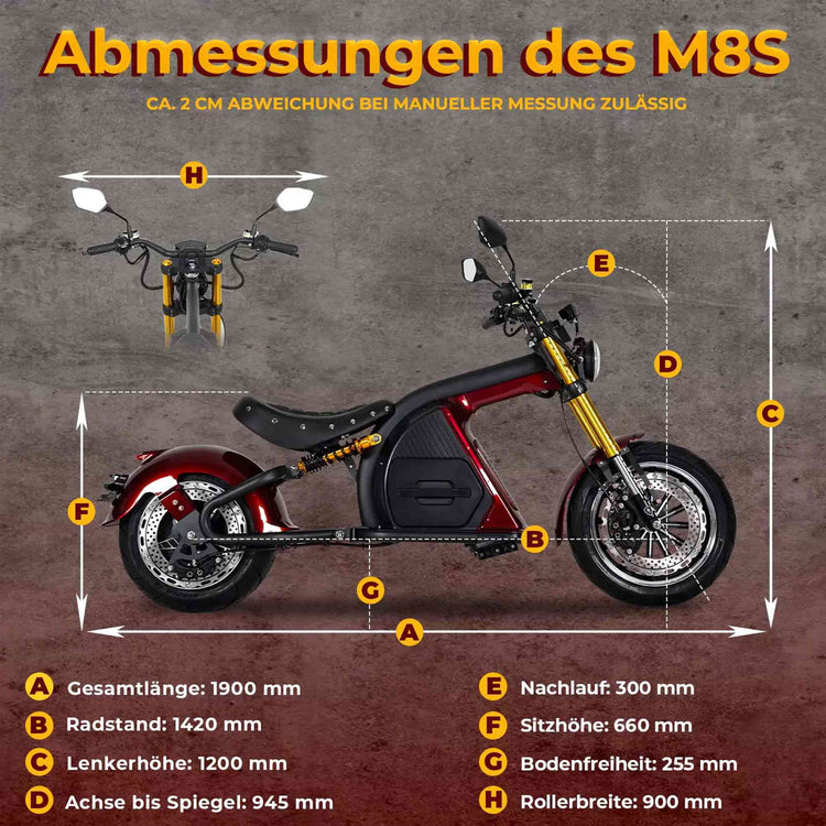 Mangosteen M8S Elektro Roller Chopper 4000w 80km/h EEC COC EU for Sale 19