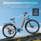 Smart torque sensor with 40N.m maximum torque on the Rooder Maratho 28-inch electric bike for smooth pedaling assistance.