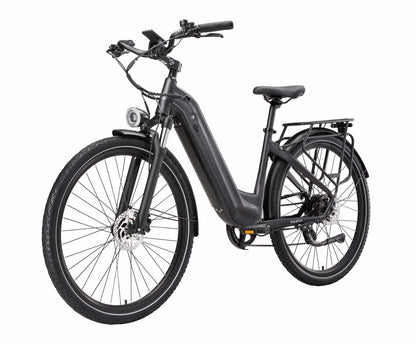 Rooder Maratho 28-inch electric bike in purple color with a 250W motor and torque sensor.