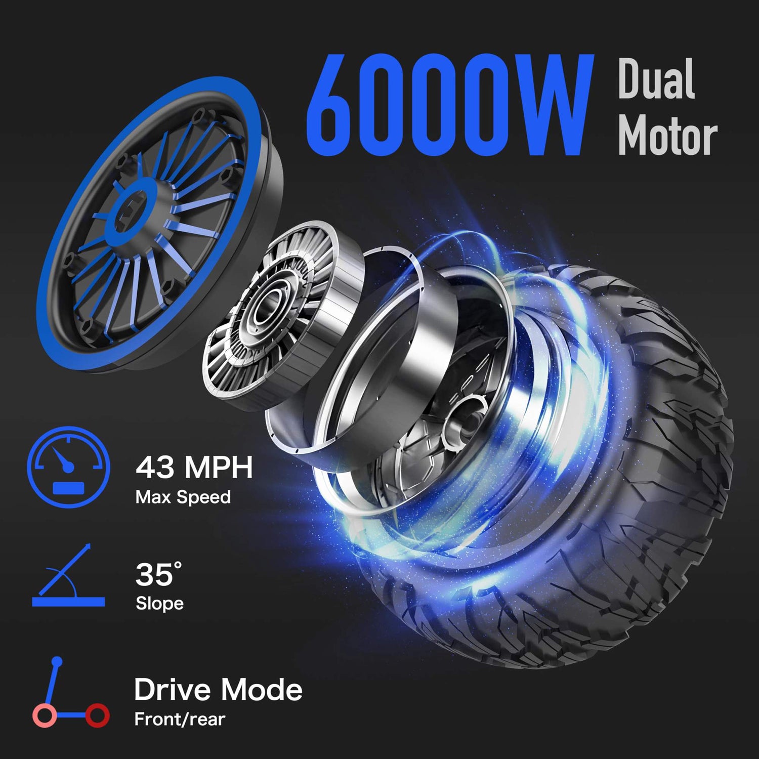 Rooder JL80 Dual Motor 6000W Electric Scooter 43MPH Smart APP for Sale 12