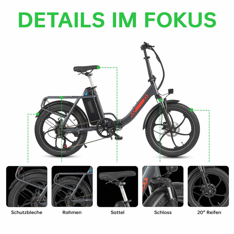 Rooder MULE Folding Electric Bicycle - details