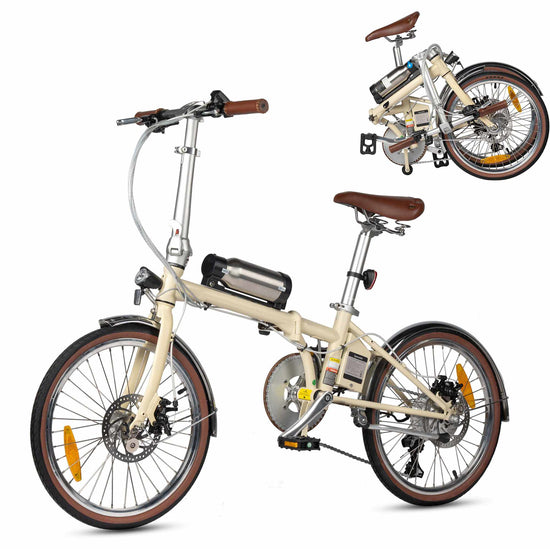 Rooder Smart20 Folding Electric Bike 36V 250W 25KM/H CE for Sale - Beige Colour