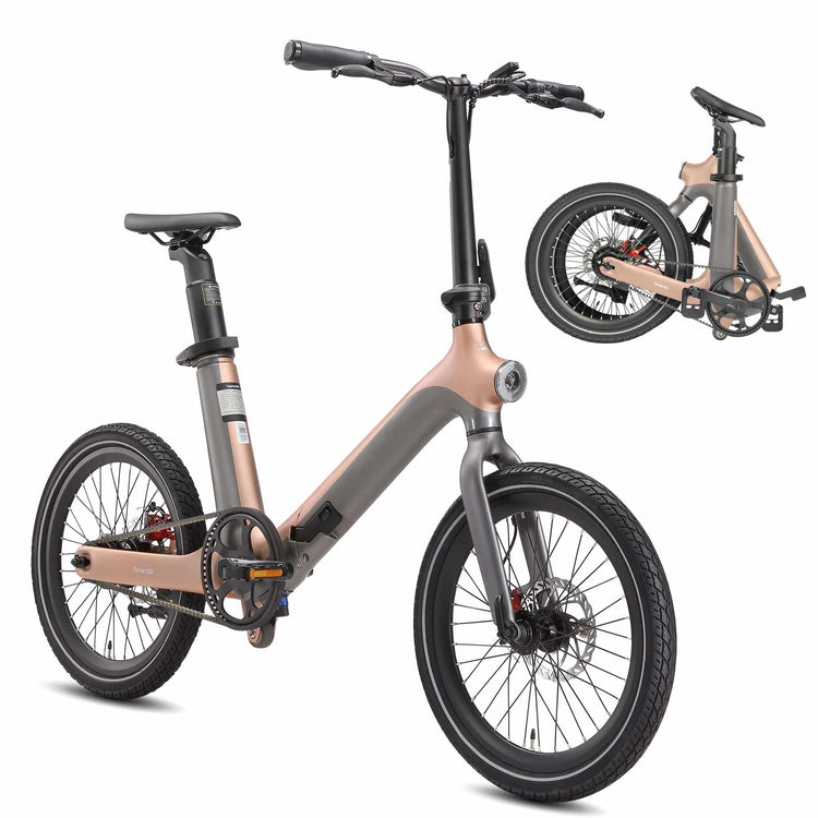 Rooder Smart30 Electric Bike 36V 9.6Ah 250W 25KM/H 20inch Tires - rose gold color with gray
