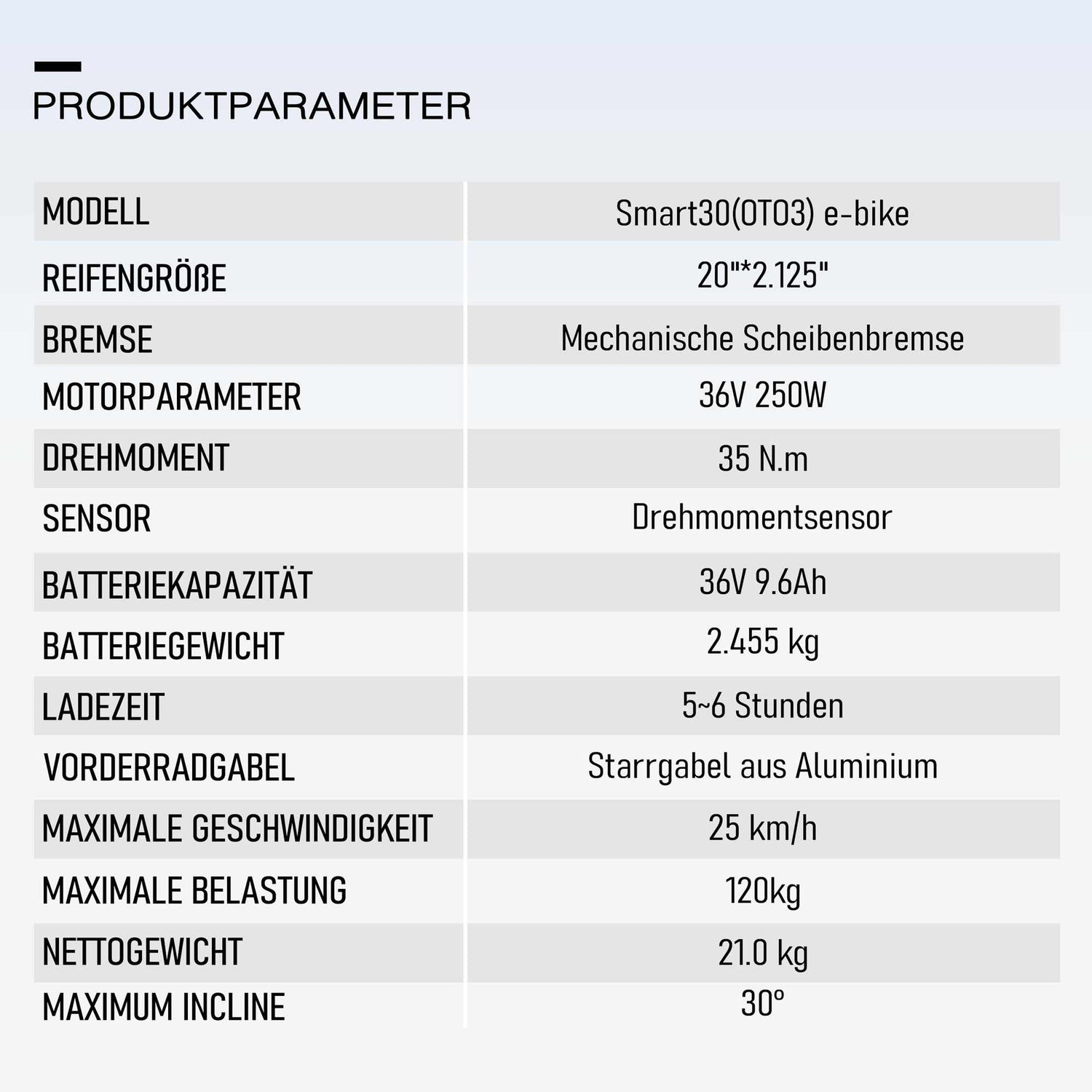 Rooder Smart30 Electric Bike - specifications