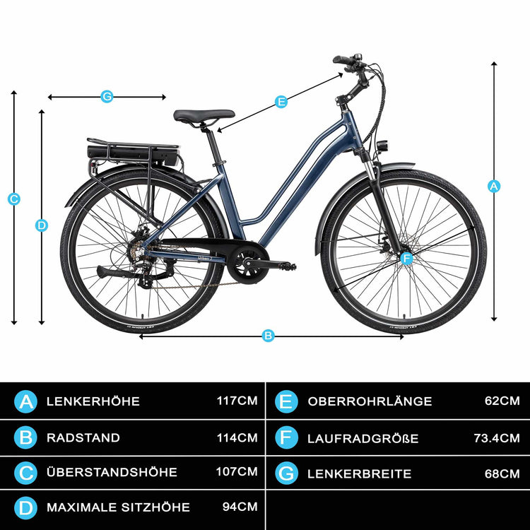 Rooder Urban 7 Electric Bike - size