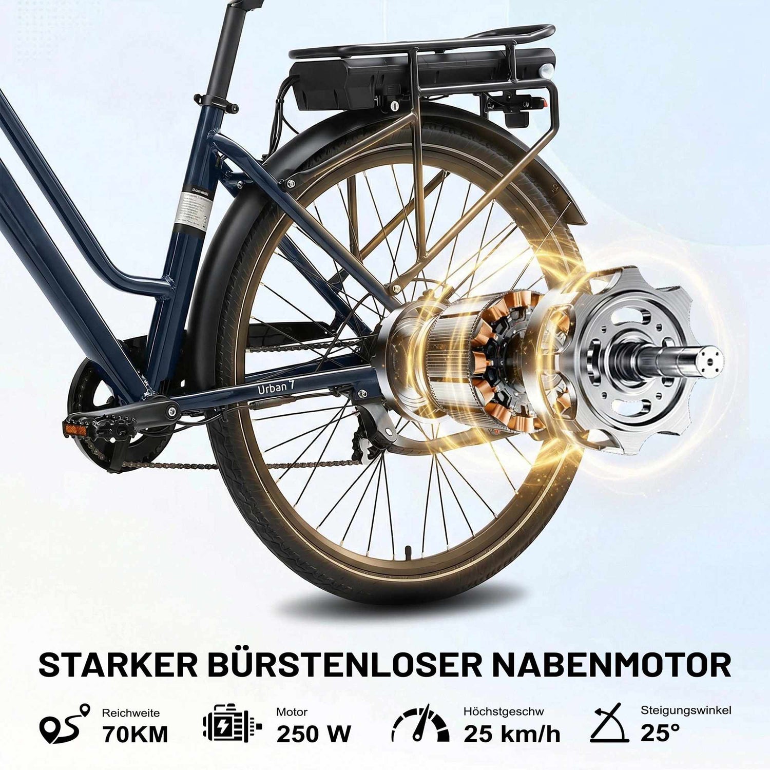 Rooder Urban 7 Electric Bike - 250w motor 70km range