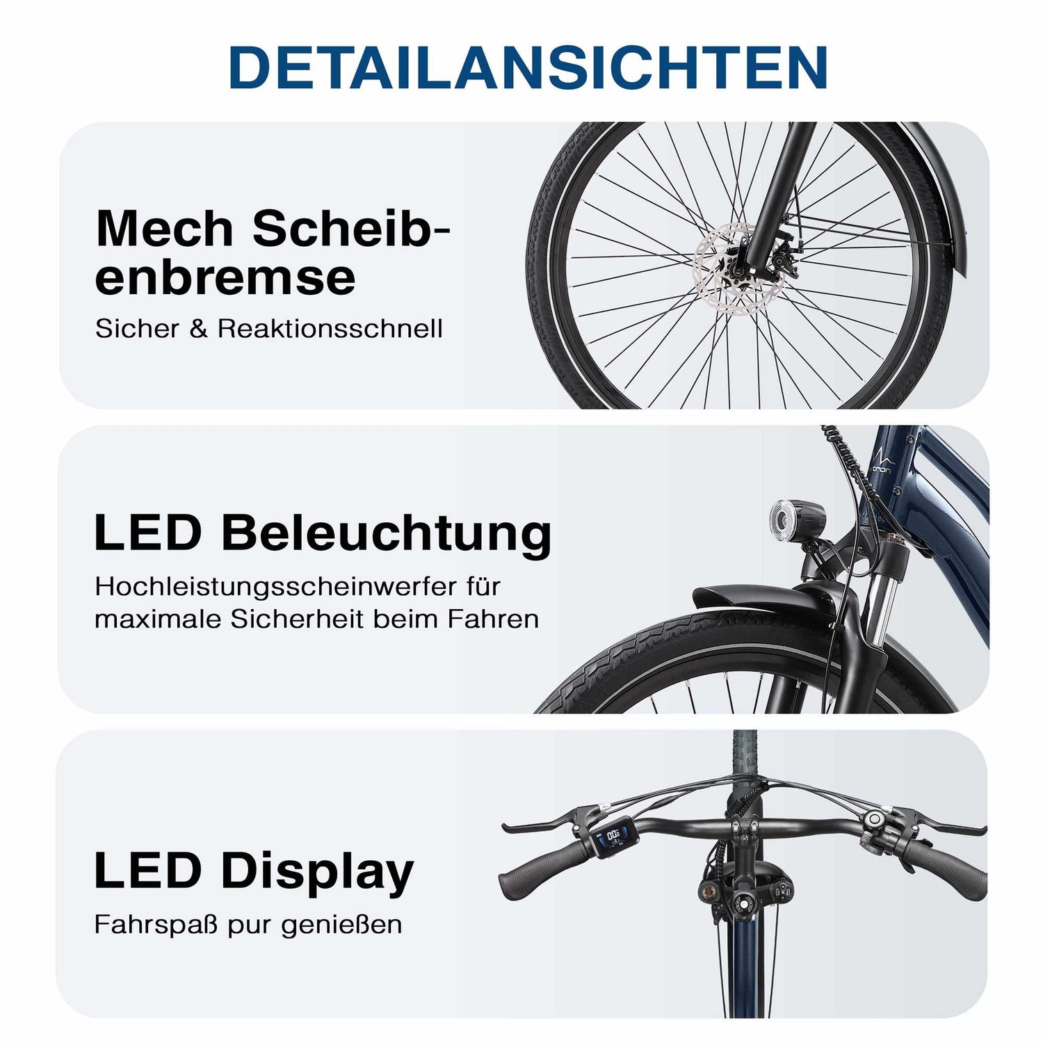 Rooder Urban 7 Electric Bike - led light, led display