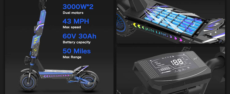 Rooder JL80 Dual Motor 6000W Electric Scooter 43MPH Smart APP for Sale 2026 13